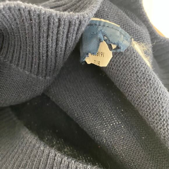 Tommy Hilfiger L (12-14) Navy Red Colorblock Sweater Logo Pullover Long Sleeve - Picture 7 of 10